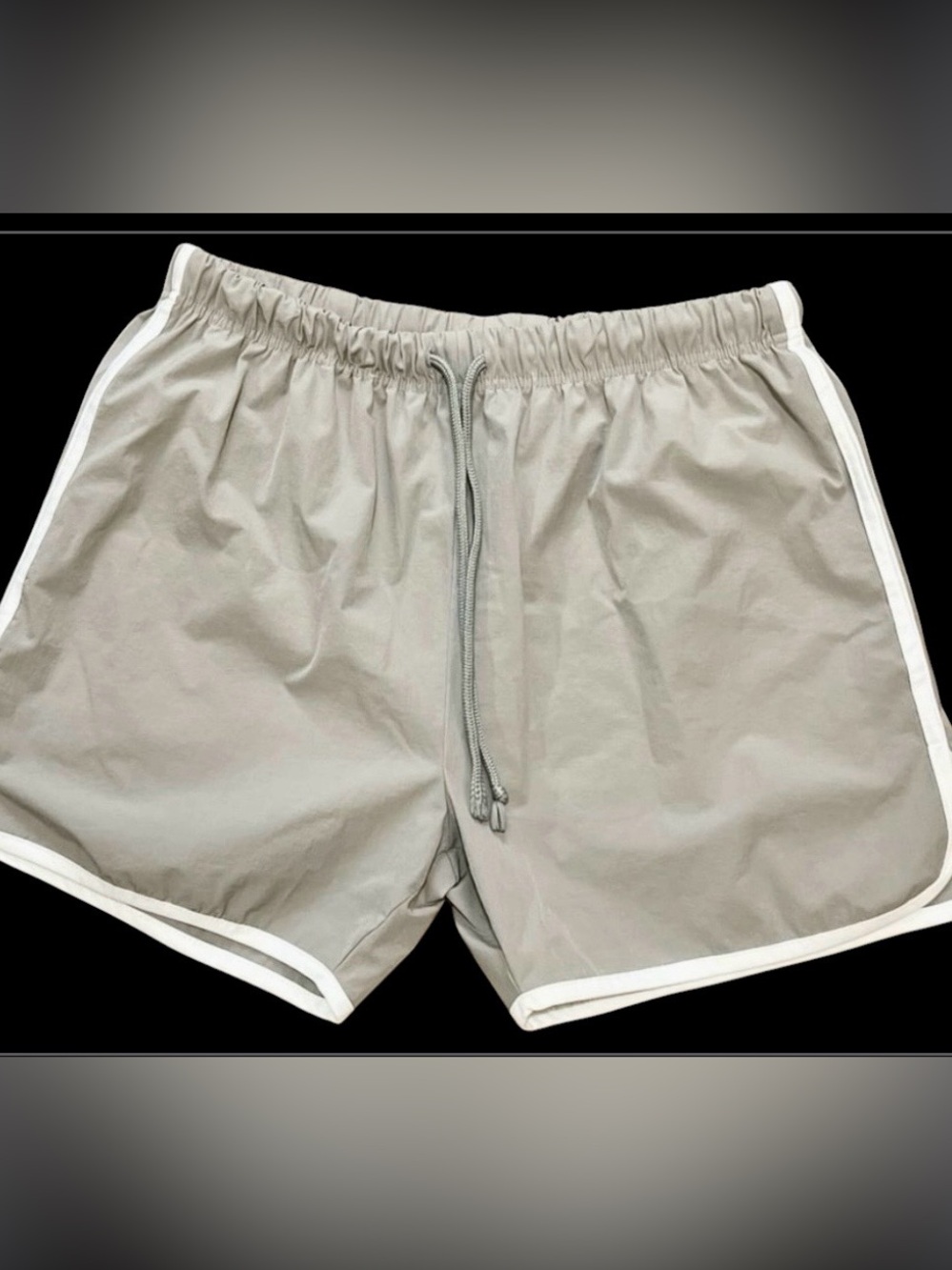 Women’s Wet Dry Athletic Drawstring Shorts in Light Gray with White Trim